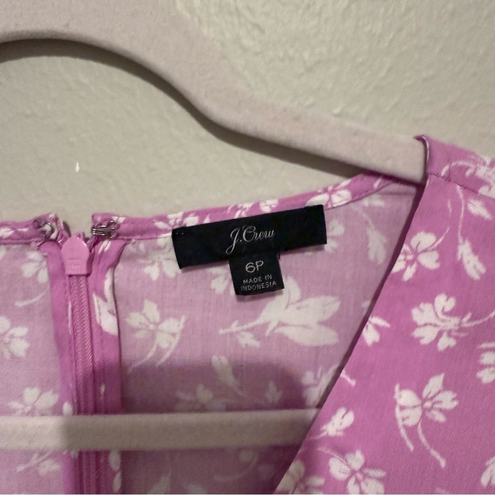 J. Crew Pink and White Floral Fawn Faux Wrap Dress - Picture 3 of 7